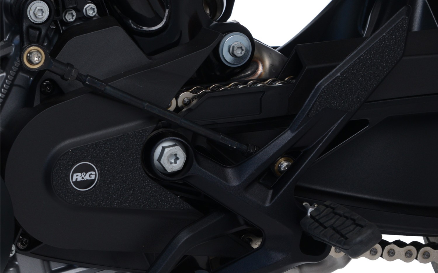 R&G Racing Boot Guard 3-piece (one on each heel plate, one on chain cover) for KTM 790 '17-'21, 890R Duke '20-'22 R&G Racing Boot Guard 3-piece (one on each heel plate, one on chain cover) for KTM 790 '17-'21, 890R Duke '20-'22